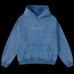 New FLETCHER Would You Still Love Me Vintage Wash Blue Unisex Size Small Hoodie